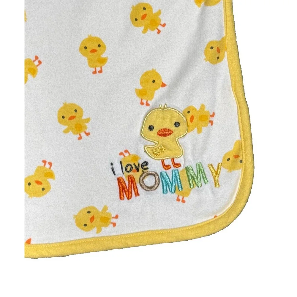 Carter's Child of Mine Duckling Baby Blanket Cotton I Love Mommy White Yellow